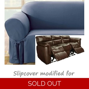 Dual Reclining SOFA Slipcover Blue Cotton Sure Fit Recline..