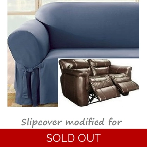 Dual Reclining LOVESEAT Slipcover Blue Cotton Sure Fit Rec..