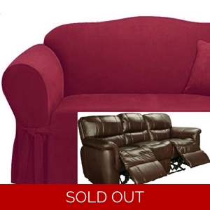 Dual Reclining SOFA Slipcover Suede Burgundy Sure Fit Couc..