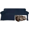 Dual Reclining LOVESEAT Slipcover Farmhouse Twill Navy Blue Sure Fit