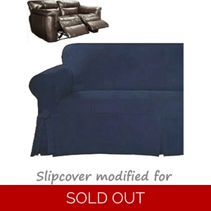 Dual Reclining LOVESEAT Slipcover Farmhouse Twill Navy Blu..