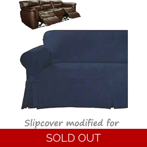 Dual Reclining SOFA Slipcover Farmhouse Twill Navy Blue Su..