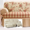 Dual Reclining SOFA Slipcover T Cushion Shabby Toile Red SureFit Couch