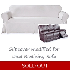 Dual Reclining SOFA Slipcover Farmhouse Twill White Sure F..