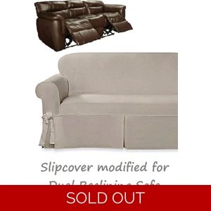 Dual Reclining SOFA Slipcover Farmhouse Twill Taupe Sure F..