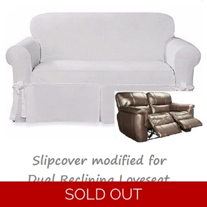 Dual Reclining LOVESEAT Slipcover Farmhouse Twill White Su..