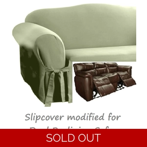 Dual Reclining SOFA Slipcover Cotton Sage Green Sure Fit C..