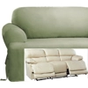 Dual Reclining SOFA Slipcover T Cushion Cotton Sage Green Sure Fit