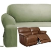 Dual Reclining LOVESEAT Slipcover T Cushion Cotton Sage Green Sure Fit