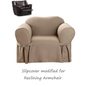 Reclining CHAIR Slipcover Cotton Taupe Sure Fit Armchair S..