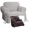 Reclining CHAIR Slipcover T Cushion Cotton Gray Sure Fit Grey Armchair