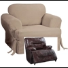 Reclining CHAIR Slipcover T Cushion Cotton Taupe Sure Fit Armchair