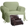 Reclining CHAIR Slipcover T Cushion Cotton Sage Green SureFit Armchair