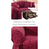 Dual Reclining LOVESEAT Slipcover Damask Burgundy Sure Fit Love Seat