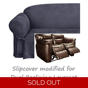 Dual Reclining LOVESEAT Slipcover Midnight Blue Suede Sure..