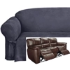 Dual Reclining SOFA Slipcover Midnight Blue Suede Sure Fit Couch