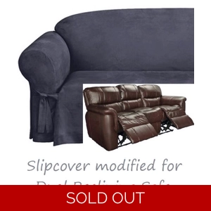 Dual Reclining SOFA Slipcover Midnight Blue Suede Sure Fit..