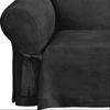 Reclining SOFA Slipcover Black Suede 3-Seater Dual Recliner Couch