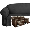 Reclining SOFA Slipcover Black Suede 3-Seater Dual Recliner Couch