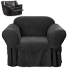 Reclining CHAIR Slipcover Black Suede Club Armchair Recliner Cover