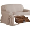 Dual Reclining LOVESEAT Slipcover T Cushion Suede Taupe Serta Cover