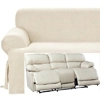 Dual Reclining SOFA Slipcover T Cushion Suede Cream Sure Fit Couch