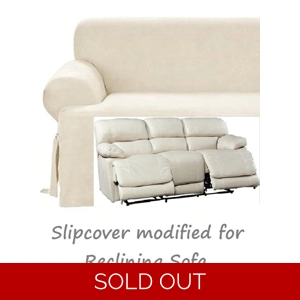 Dual Reclining SOFA Slipcover T Cushion Suede Cream Sure F..