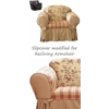 Reclining CHAIR Slipcover Shabby Toile Red Sure Fit Armchair Cover