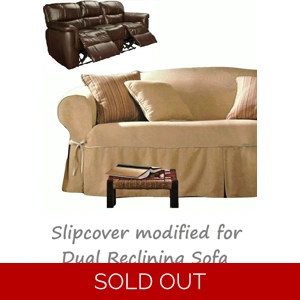 Dual Reclining SOFA Slipcover Caramel Contrast Sure Fit Co..