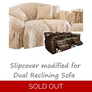 Dual Reclining SOFA Slipcover Damask Golden Taupe Sure Fit..