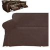 Dual Reclining SOFA Slipcover TWILL Suede Chocolate Sure Fit Couch