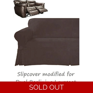 Dual Reclining LOVESEAT Slipcover TWILL Suede Chocolate Su..
