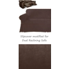 Dual Reclining SOFA Slipcover TWILL Suede Chocolate Sure Fit Couch