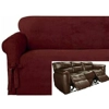 Dual Reclining SOFA Slipcover TWILL Suede Burgundy Sure Fit Couch