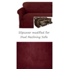 Dual Reclining SOFA Slipcover TWILL Suede Burgundy Sure Fit Couch