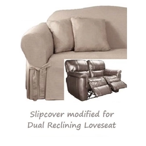 Dual Reclining LOVESEAT Slipcover Cotton Light Taupe Sure Fit 2-Seater