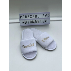 Flower Girl and name , Role and name , personalised slippers