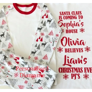 Personalised Christmas pyjamas, with name , Christmas Eve ..