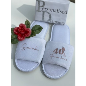 Personalised 40 and fabulous spa day slippers, 18th, 30th 50th, 60th birthday