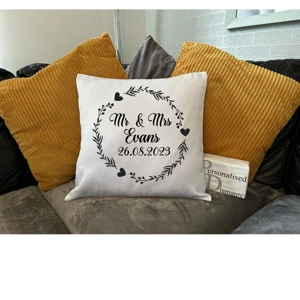 Personalised Mr and Mrs Cushion COVER  Custom Couple Keepsake Wedding Gift