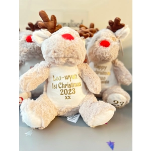 Personalised Christmas Reindeer teddy Bear