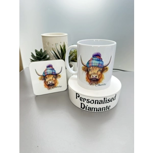 Highland cow mug and coaster