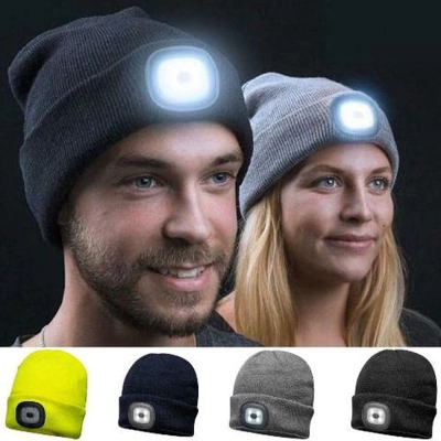 Unisex beanie hat with LED light