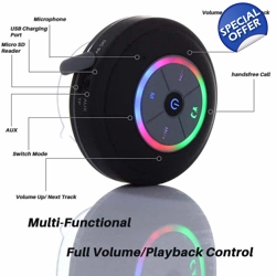 Waterproof LED Bluetooth Wireless Speaker Shower Portable For Samsung iPhone LG