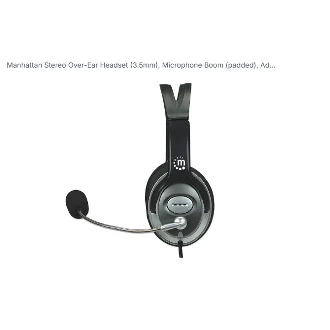 Additional Image for Manhattan Stereo Over-Ear Headset (3.5mm), Microphone Boom (padded), Adjustable Steel Headband,