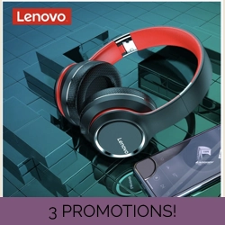 Lenovo HD200 Wireless Bluetooth Headphone Noise Cancelling Black