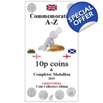 10p 2019 A-Z with COMPLETER MEDALLION Com. Coin Album