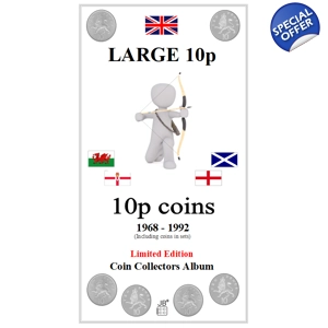 10p LARGE 1968-1992 Extended including space for coins in sets UK Coin Album