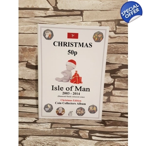 50p 2003-2014 Isle of Man Christmas COLOURED coins Coin Album