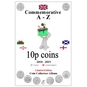 10p 2018-2019 A-Z WITHOUT COMPLETER MEDALLION Coin Album
